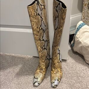 Snakeskin Knee-High Boots